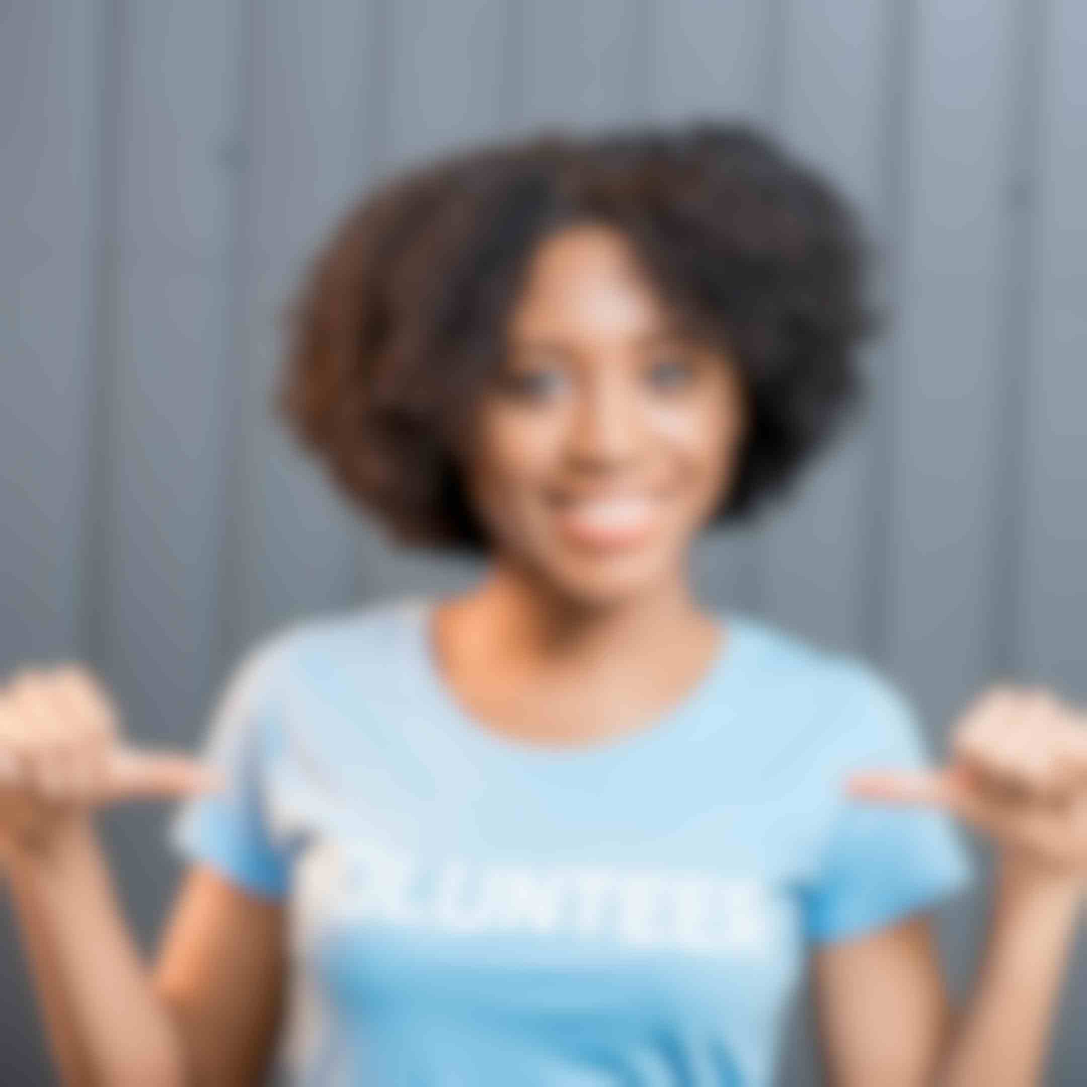 A woman showing she's volunteering