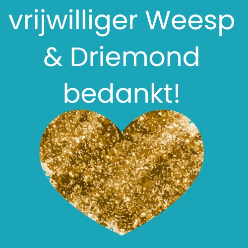 Vrijwilliger Weesp en Driemond, bedankt!