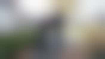 Rein en mevr. Handjes-Brandjes wandelen op straat