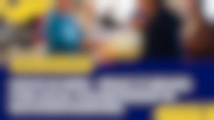 Blue and yellow image showing a volunteer handing a meal to a individual, with the writing GoVo is here – What it means for local volunteering in Buckinghamshire on the image