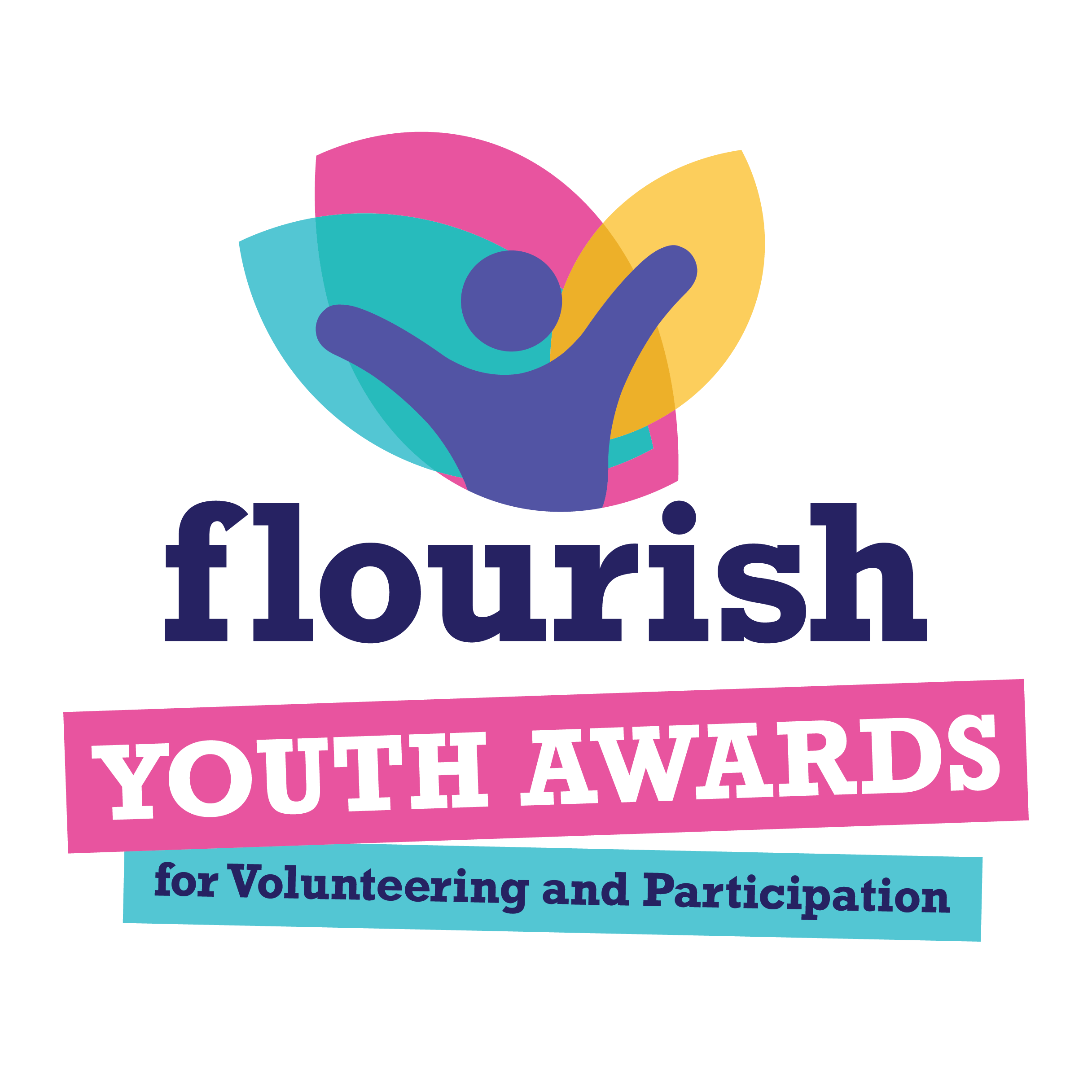 Flourish Youth Awards for Volunteer and Participation with person reaching up