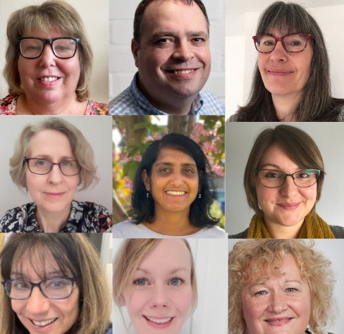 A mosaic of face of the staff that work at both CCVs and Hunts Forum 