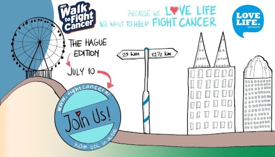 Team The Hague, a group of women joining forces to organize a Walk to Fight Cancer in our beloved The Hague city. Their aim is to raise money for cancer research and prevention via the foundation Love Life. Fight Cancer, supporting KWF Dutch Cancer Society.    You can participate!  Join 12,5 or 25 km Walk to Fight Cancer / The Hague on July 10, 2021, and invite your family & friends, colleagues, and everyone you may think of to sponsor you personally. We believe that all of us together, participants walking, their sponsors, and organizations can make an impact.    Love life  Walk to Fight Cancer's main focus is on raising money for Love Life. Fight Cancer! The organizers profoundly love life. Therefore, their aim is to organize an event that breathes good vibes. They want to use this opportunity to promote our city and to raise awareness for (non) littering & sustainability. Quite a promise, but they want to make that effort, showing you the best of our city walking its streets, parks & sights while keeping our footprint limited. Join them. Love life!    Save the date! July 10, 2021  Walk to Fight Cancer / The Hague is a Corona-proof event. As restrictions may be altered between now and July 10, we’ll keep you updated with the latest information close to the date. Follow us on Facebook and Instagram @lovelifewalkthehague www.facebook.com/lovelifewalkthehague and www.instagram.com/lovelifewalkthehague    Next steps  Register for The Hague via https://www.fightcancer.nl/register/walk-to-fight-cancer/default. (Choose Den Haag from the list). Your contribution to participate in the Walk to Fight Cancer / The Hague is €15*. You can create your own page and start inviting sponsors right away! The route designers and creative minds are busy offering you a wonderful experience while walking to raise money for a great cause. It’s going to be fun!    * Your contribution of €15 will be partly used to organize the event in The Hague. Also, Walk to Fight Cancer will take care of your lunch & other goodies. However, it is their promise that they will keep costs as low as possible. Contributions not spent will be donated to Love Life. Fight Cancer just like all donations by your sponsors!
